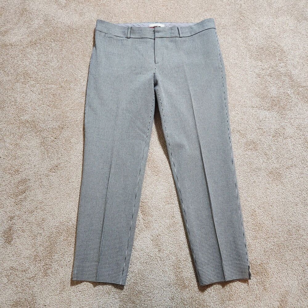 Banana Republic Pants Women 12 Black Houndstooth Mid Rise Sloan Fit